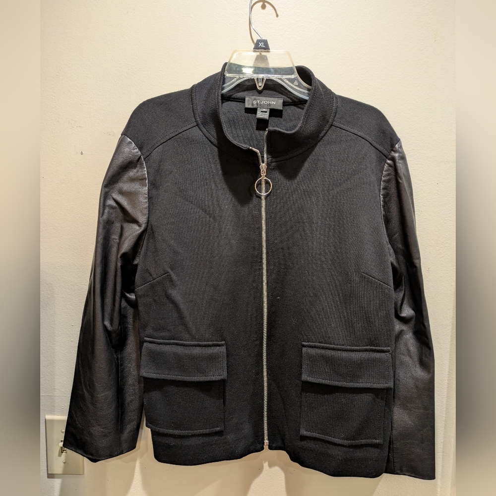 St John.  Black Zip-Up Jackett Size14